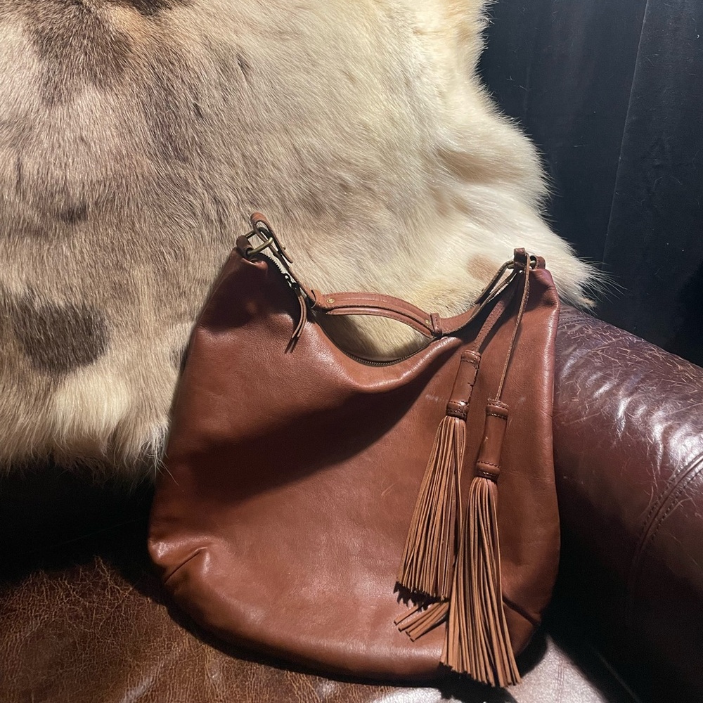 Lucky Brand leather shoulder bag hobo bag with tassels